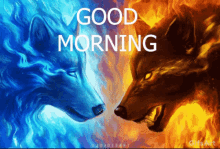 Good Morning Fire And Ice GIF - Good Morning Fire And Ice Wolf GIFs
