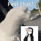 a picture of a cat with the words feel that that 's