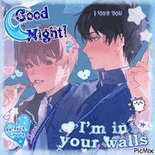 a picture of two anime characters with the words i 'm in your walls on the bottom
