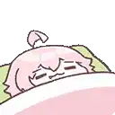 a cartoon of a girl sleeping in a bed with a pillow and blanket .