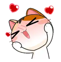 a cartoon cat with hearts coming out of it 's eyes