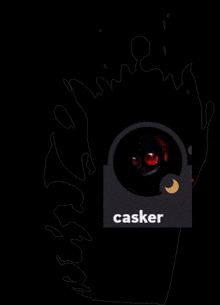 a picture of a person with red eyes and the name casker on it