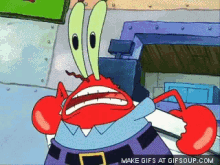 Mr Krabs Mad GIF - Mr Krabs Mad Foam In The Mouth GIFs