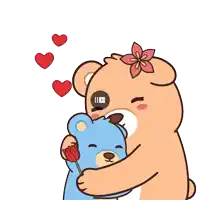 a cartoon of a teddy bear hugging another bear