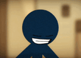 a black stick figure with a white smile on his face