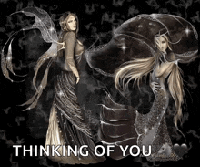 a picture of a fairy with the words " thinking of you "