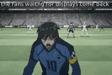 a soccer player with the number 10 on his jersey is standing on a field