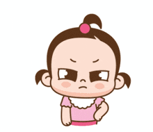 a cartoon girl covering her mouth with her finger and the number 3 behind her