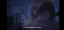 a cartoon of a girl with the words smerfastycznie branoc on the bottom right