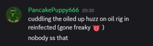 a screenshot of a message from pancake puppy666