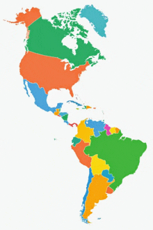 a map of the united states and south america