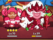 a lv.70 cookie and a lv.39 cookie in a game