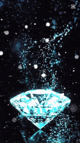 a diamond is on a black background with the letter m in the corner