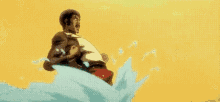 a man in a suit is flying through the air in the water .