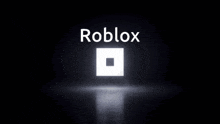 the roblox logo is being displayed on a dark background .
