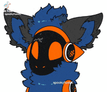 a drawing of a fox with headphones and a blue furry coat