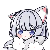 a girl with cat ears is holding a fish in her hands