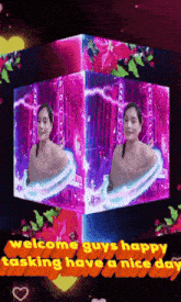 a welcome guys happy tasking have a nice day greeting card