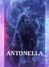 a picture of a lion with the name antonella on the bottom