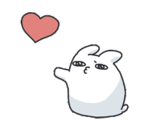a cartoon rabbit is holding a red heart in its paws