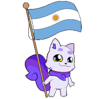 a cartoon cat is holding a flag of argentina