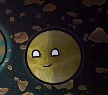 a cartoon drawing of a planet with a face