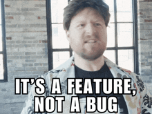 a man says " it 's a feature not a bug "