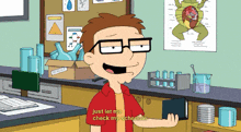 a cartoon character says just let me check my schedule in a lab
