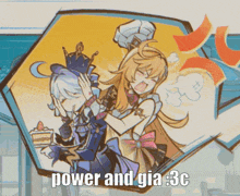 a cartoon drawing of two girls with the caption power and gia : 3c