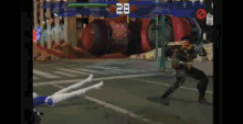 a video game is being played with the number 28 on the screen .