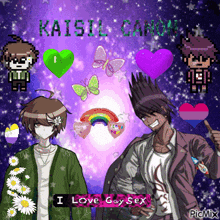 a picture of two anime characters with the words i love gay sex
