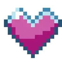 a pixel art illustration of a pink heart with blue borders