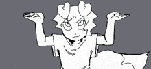 a black and white drawing of a person with horns on their head .