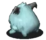 a pixel art drawing of a rabbit with horns on its head .