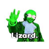 a man in a green costume with the word lizard on the bottom