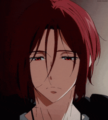 a drawing of a person with red hair covering their face with their hands