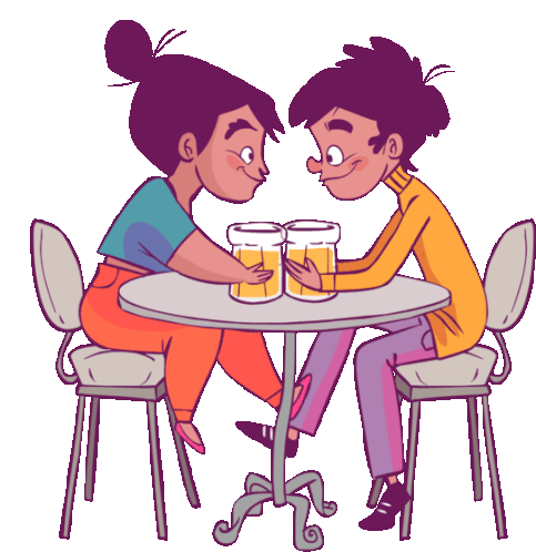 Boy And Girl Drinking Beer Sticker - Luluand Jazz Love Date Stickers