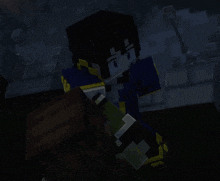 a minecraft character is holding a book and a sword