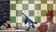 a man is playing a game of chess on a twitch chat channel