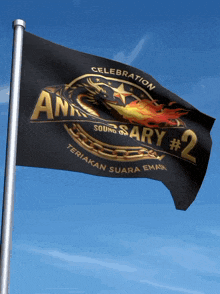 a black flag with the words celebration sound ary # 2 on it
