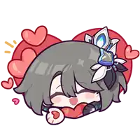 a cartoon of a girl with a flower in her hair surrounded by hearts