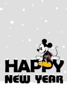 Mickey Mouse Happy New Year GIF - Mickey Mouse Happy New Year Snowing GIFs