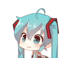 a cartoon drawing of hatsune miku with a hand reaching out to touch her face