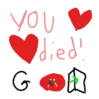 a drawing that says you died god