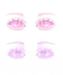 it is a drawing of a person 's eyes with pink and purple eyeshadow .