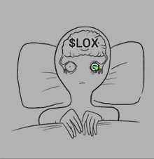 a drawing of a person with a brain that says $ lox on it