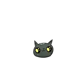 a cartoon drawing of a black cat with stitches on it 's body