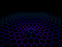 a computer generated image of a honeycomb pattern with a blue hole in the middle