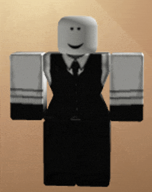a roblox character wearing a suit and tie is smiling