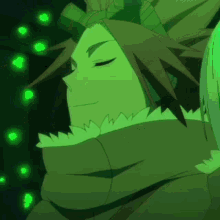 a statue of liberty with a green background and glowing eyes